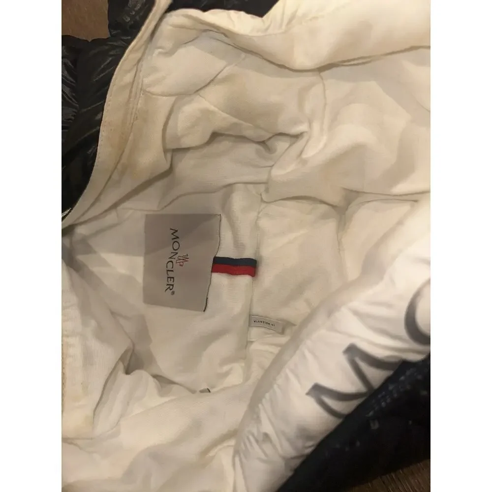 Moncler Enfant Samian Snowsuit With Hood In Navy Baby Boy Size 9/12 Months